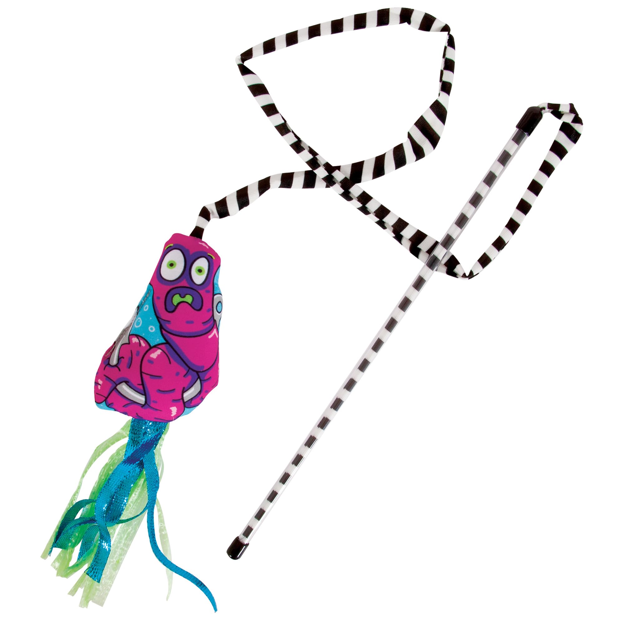 Fat Cat Worm Cat Wand Stuffed With 100% Organic Catnip Interactive Cat Toy