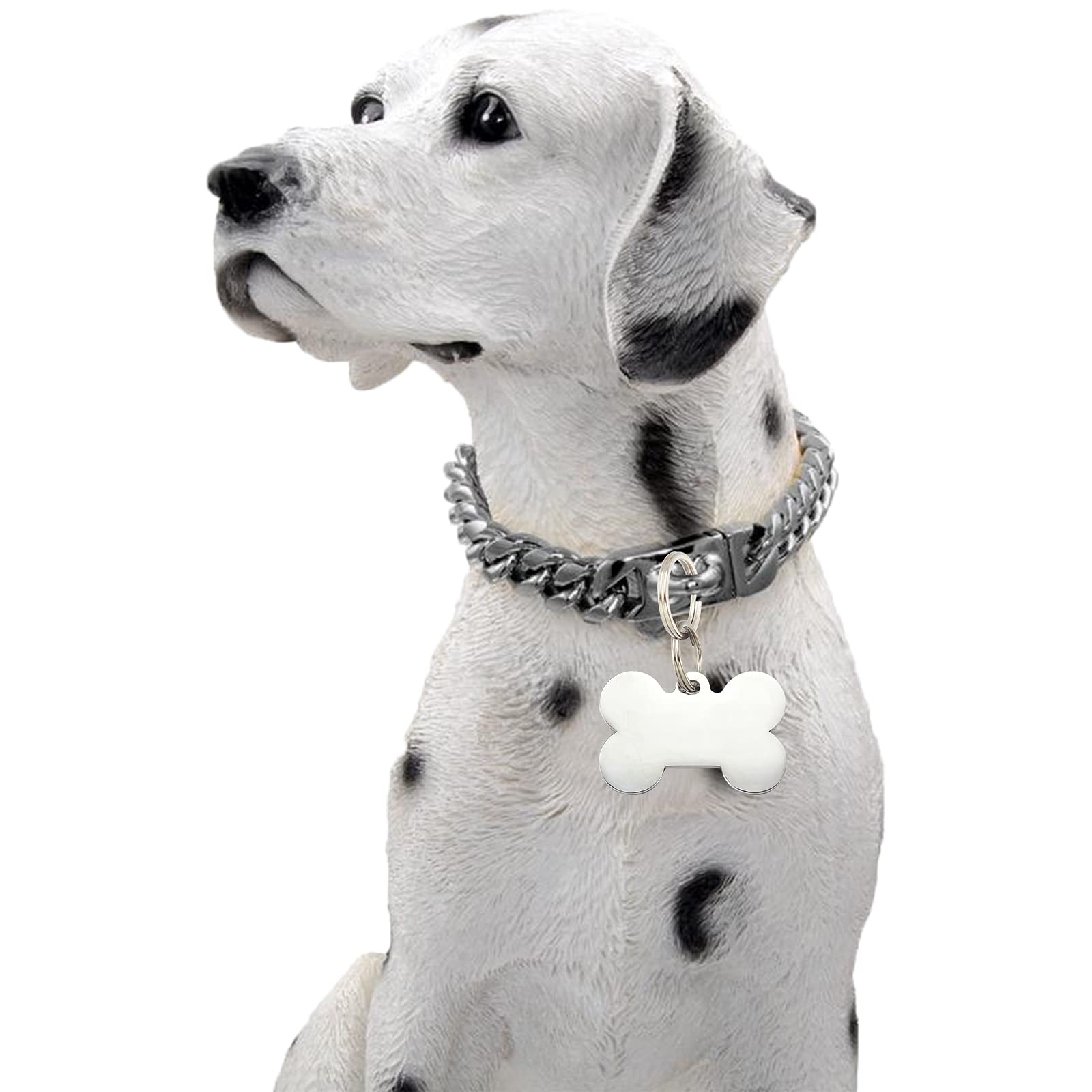 Stainless Steel Silver Cuban Link Curb Dog Collar, Heavy Duty Bulldog Jewelry Dog Necklace