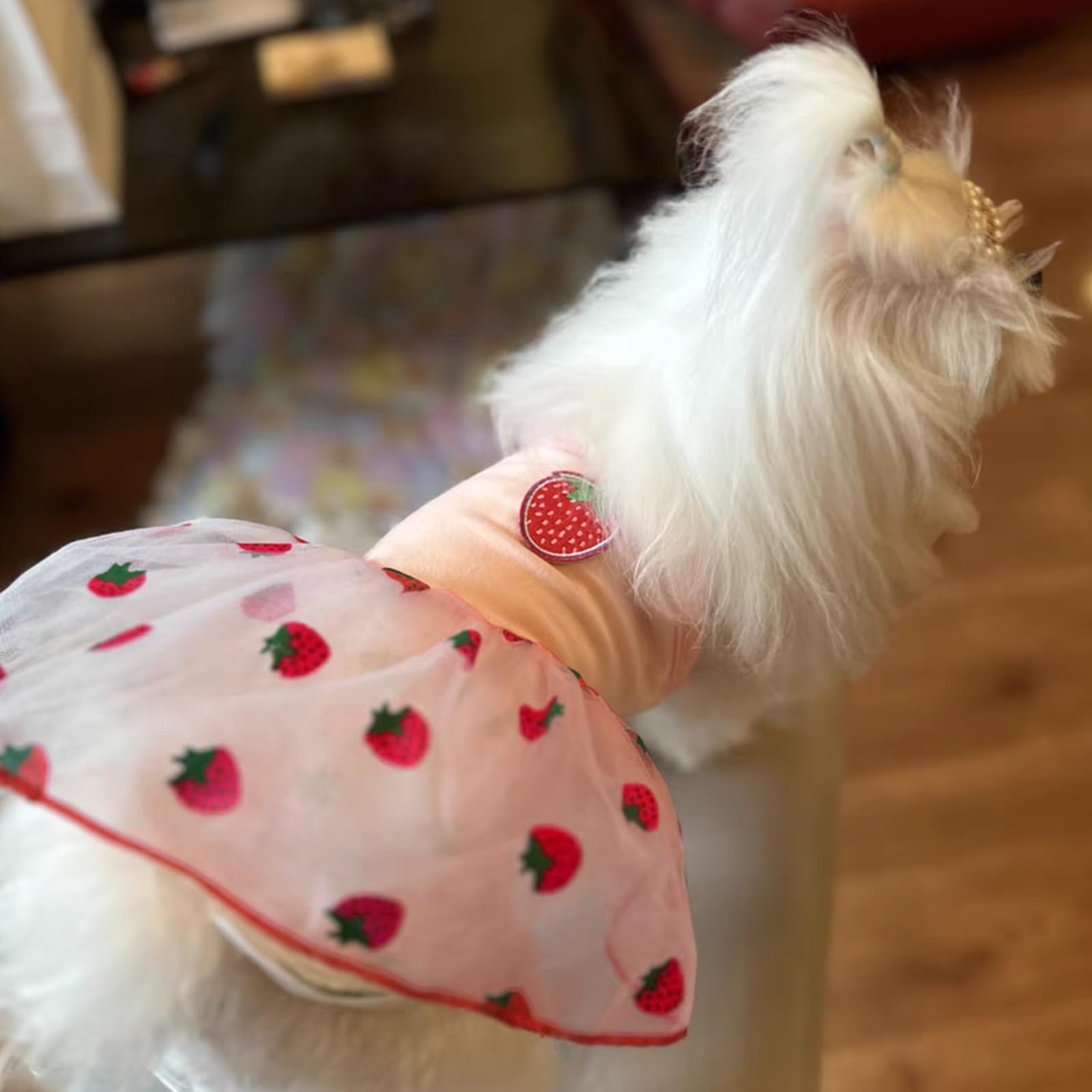 Pink Strawberry Dog Cat Dress For Small Dogs Girl Cute Dog Princess Dresses Puppy Tutu Skirt Chihuahua Teddy Pomeranian Sundress