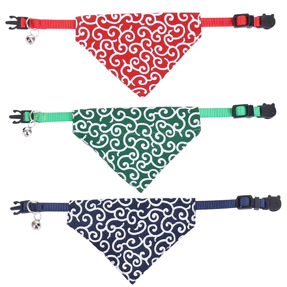 Cat Collars Breakaway With Bandana Bell Japanese Pet Kitten Adjustable For Small Dog Puppies Girl Boy