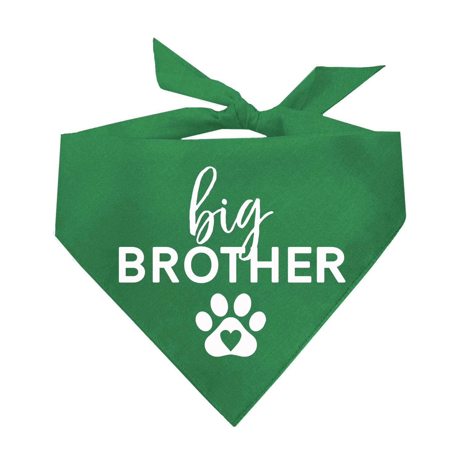 Big Brother With Heart Paw Baby Announcement Dog Bandana (Green, Xs 87)