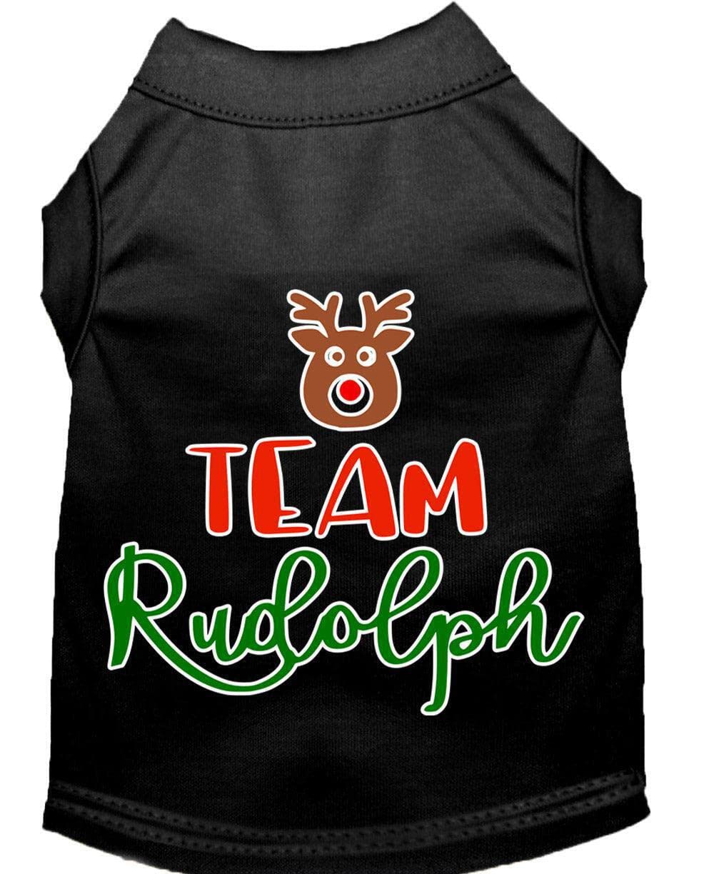 Christmas Pet Dog & Cat Shirt Screen Printed, &quot;Team Rudolph&quot; Brown SM (3-6 lbs.)