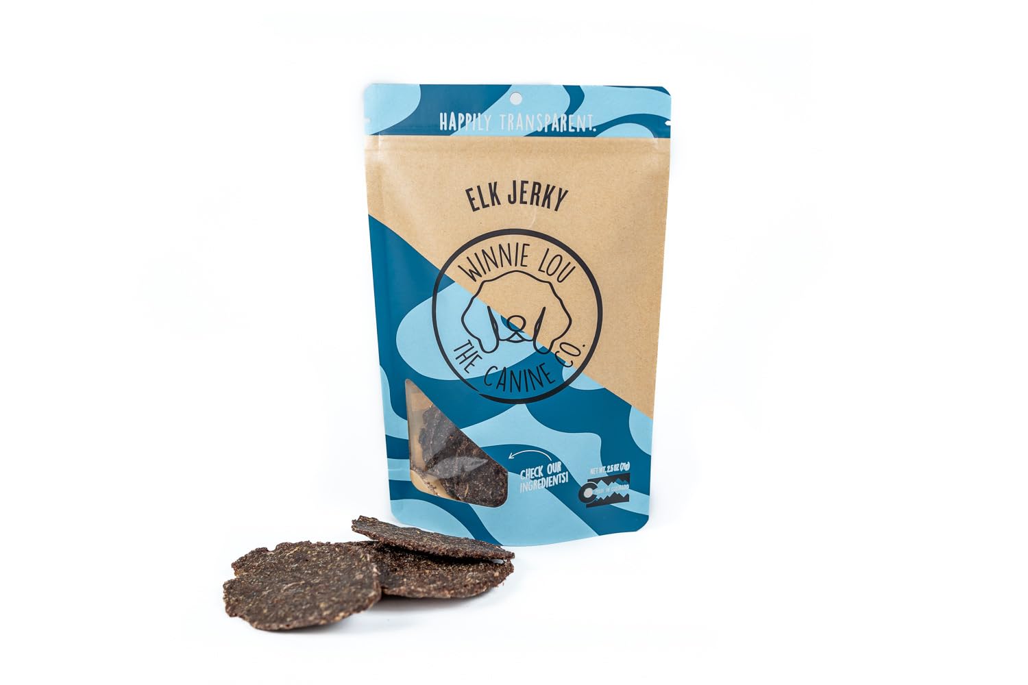 Winnie Lou Elk Jerky Dog Treats - Limited Ingredient, Human Grade, Training Treats for Small, Medium & Large Dogs, Made in USA (