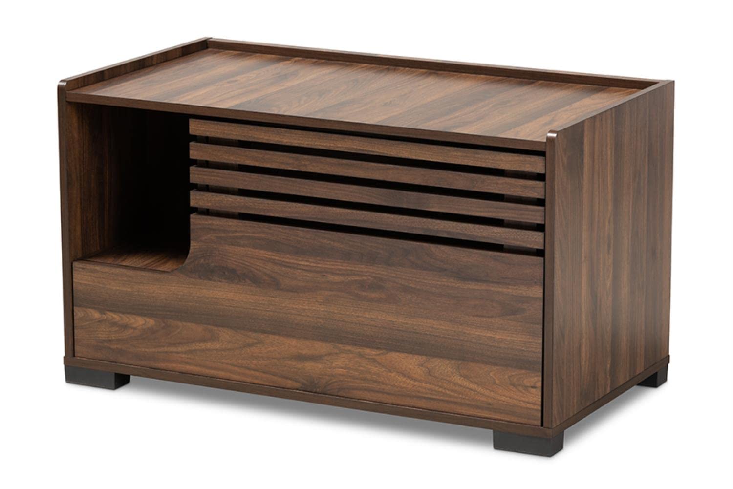 Baxton Studio Claire Modern and Contemporary Walnut Brown Finished Cat Litter Box Cover House