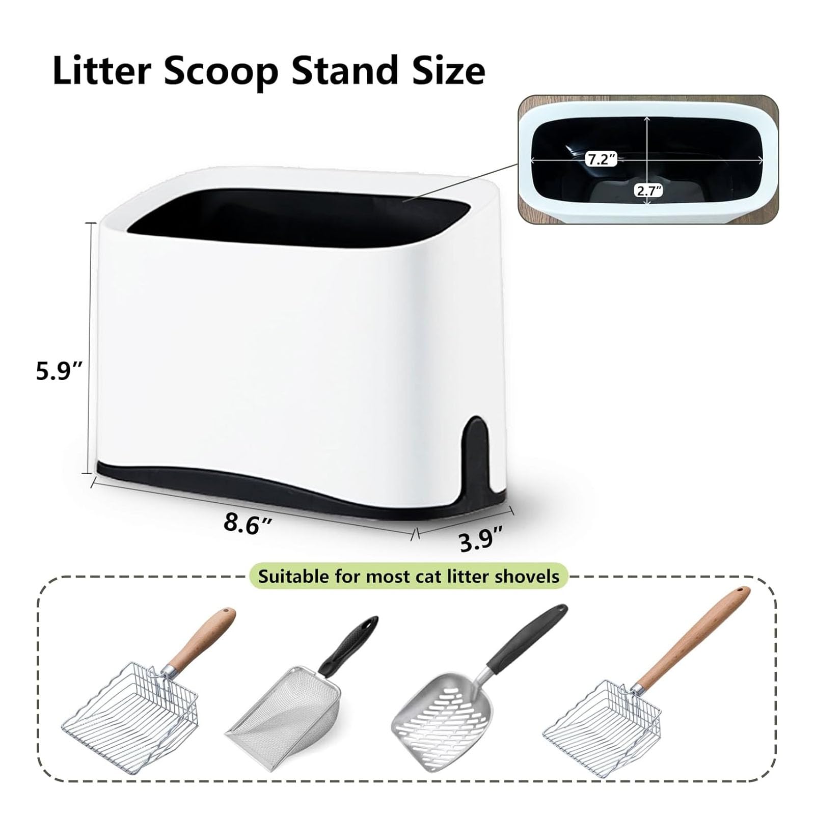 Wkhoki Cat Litter Scoop Holder, Mini Trash Can With Lid, Litter Scooper Caddy, White