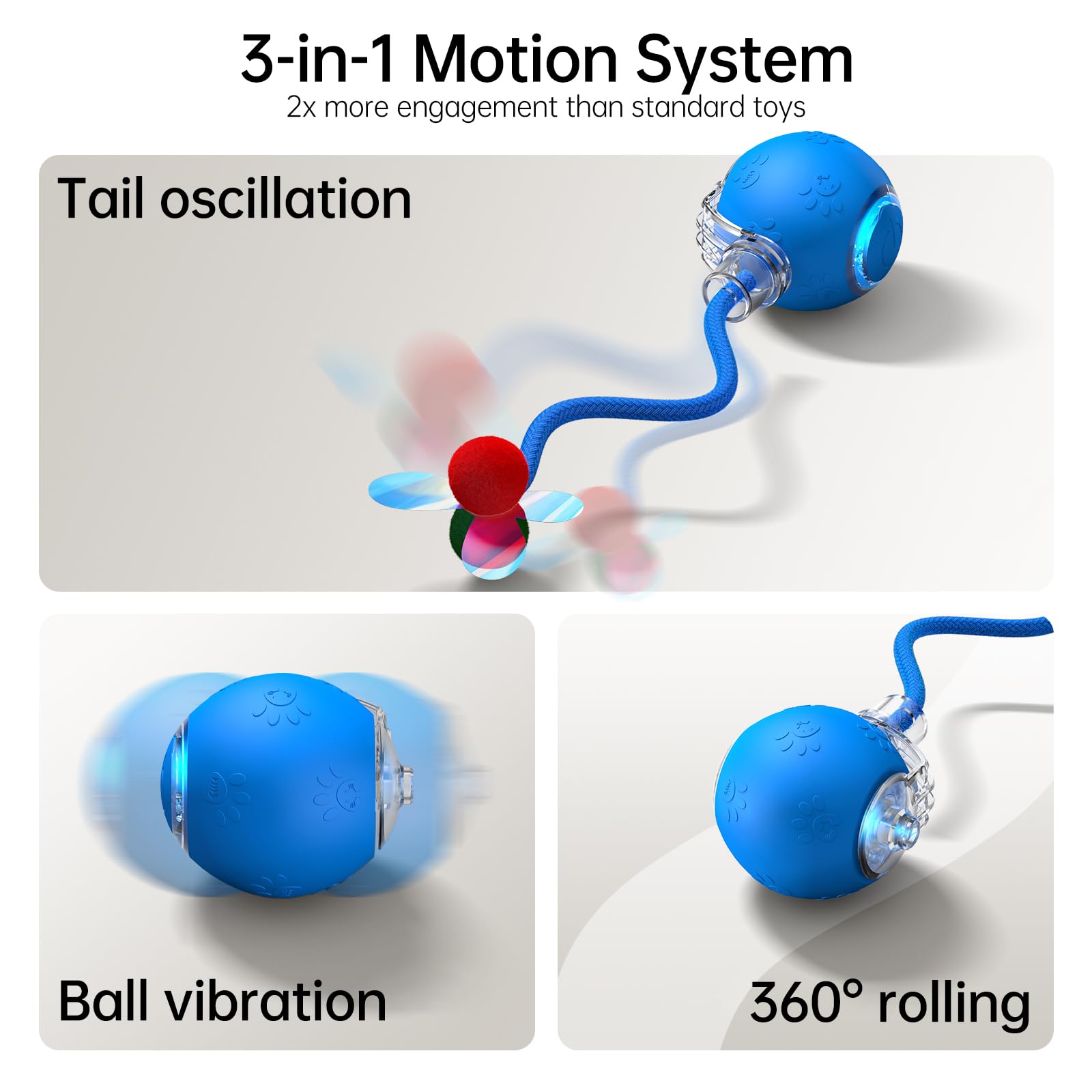 Teeche Interactive Cat Toy Ball- 2025 Smart Rolling Cat Toy With Shiny Tail, Motion Activated Boredom Relief For Indoor Cats, Us