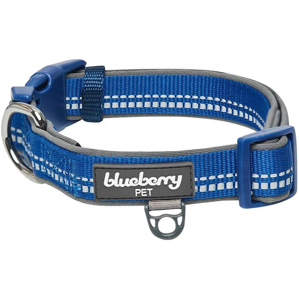 Blueberry Pet Adjustable Dog Collar, Soft & Safe, 3M Reflective, Neoprene Padded, Navy Dog Collar, Dog Collars for Medium Dogs, 