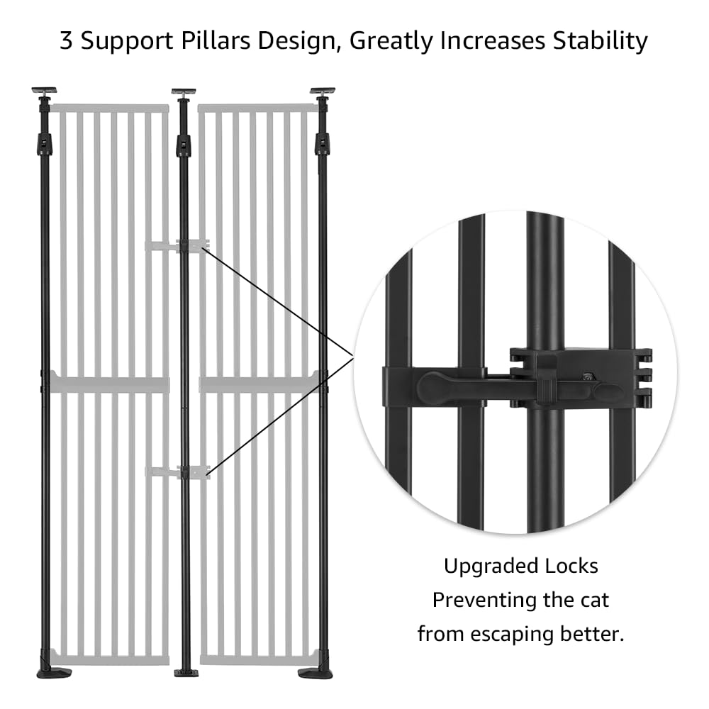 unipaws 75 High Extra Tall Cat Gate, Upgrade 3 Support Pillars-Stable Increase, Auto Closing and No Drilling Cat Dog Proof Safet