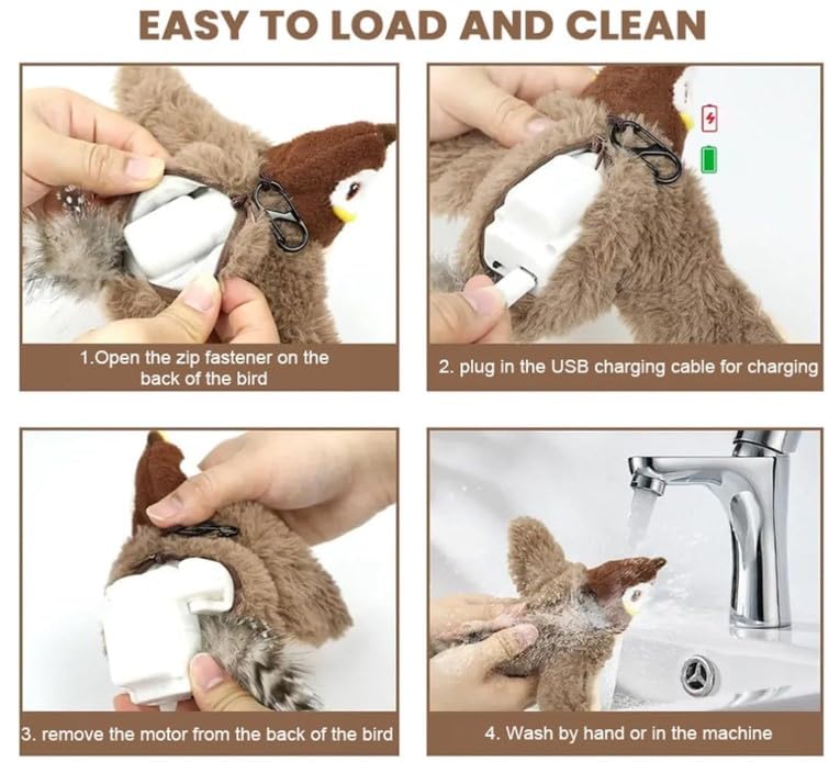 Interactive Flappy Bird Cat Toy With Chirping And Flapping Wings, (No Flying), Catnip-Infused, Perfect Cat Toys For Indoor Cats,