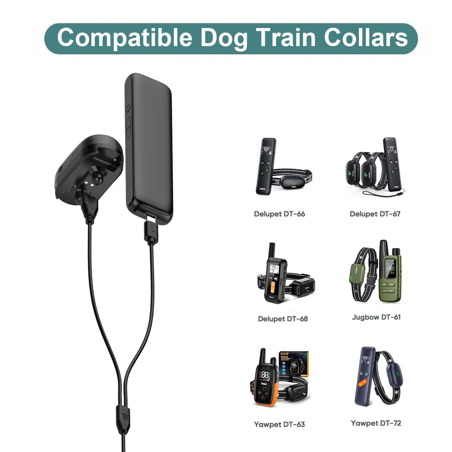 Lettou Charger Replacement For Delupet/Yawpet/Jugbow Dog Training Collar And Remote, 2-In-1 Magnetic Charging Cable Cord, 2 Pack