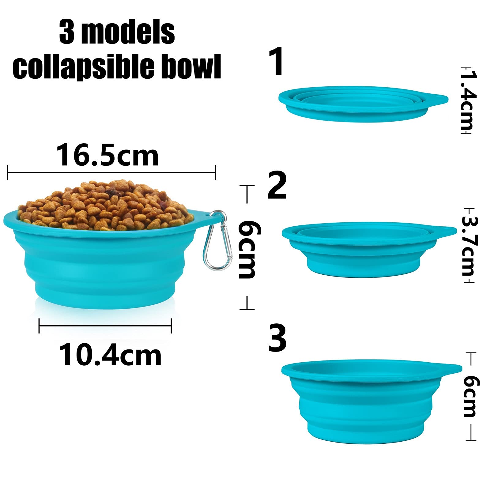 SLSON 2Pack Collapsible Dog Bowl,Integrated Molding Travel Bowl No Plastic Rim Pet Feeding Bowls for Walking Traveling Outdoors,