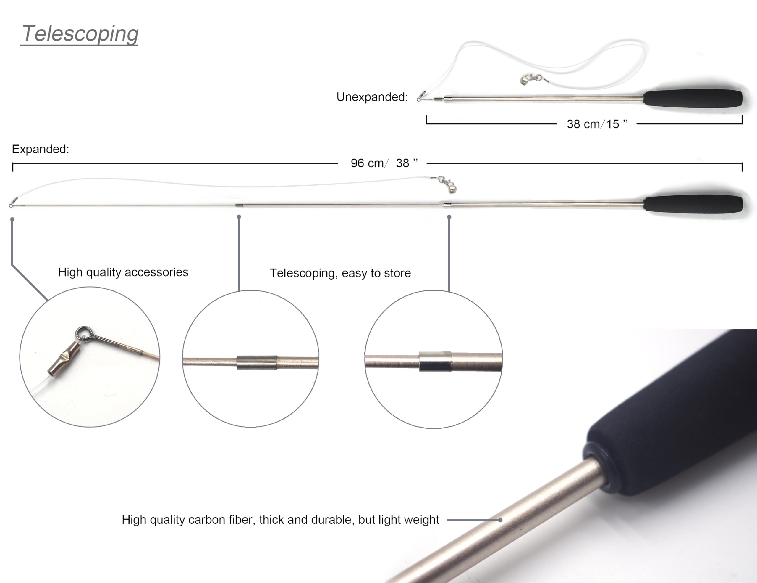 Yoogao Pet Cat Toys Wand Retractable Interactive Feather Teaser Cat Toy With Bell, 5Pcs Refills