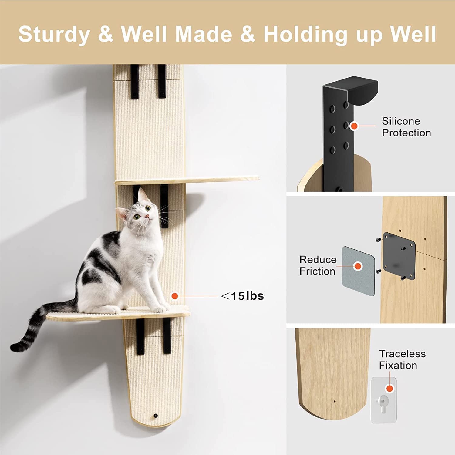 Mewoofun 4-Levels Door Hanging Cat Climber Door Mounted Vertical Cat Tree Tower With Carpeted Plank For Indoor Cats (Door Mounte