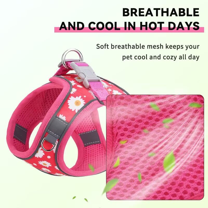 Dog Harness Small Sized Dog - No Pull Reflective Adjustable - Step-In For Small, Medium, Large Dogs & Cats- Easy Control, Comfor
