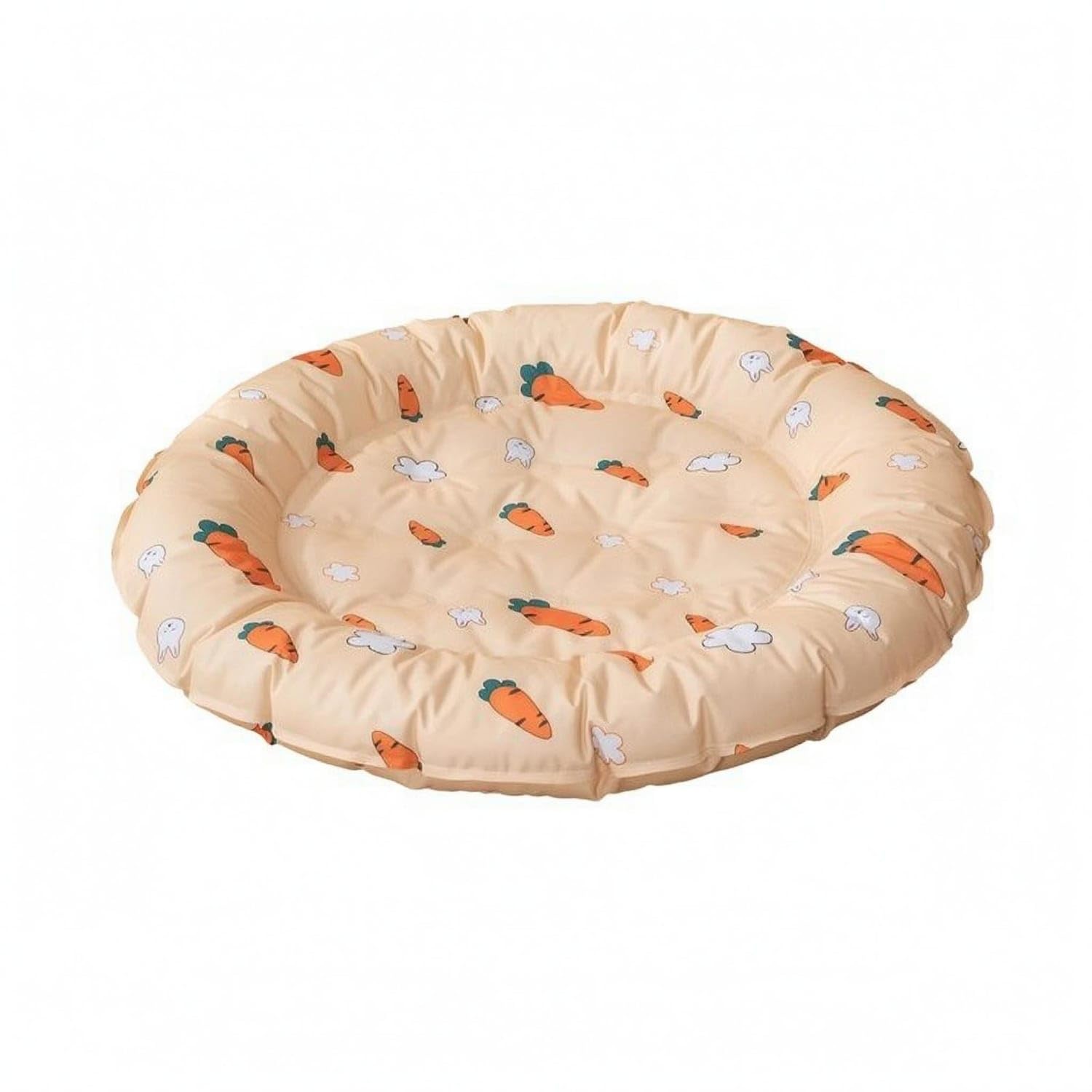 Padded Pet Cooling Mat Round Summer Pet Bed Mat Textile Cover Printed Patterns for Warm Weather, Orange, S