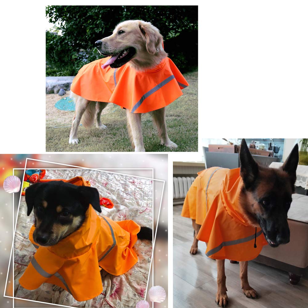 Hapee Dog Raincoats For Large Dogs With Reflective Strip Hoodie,Rain Poncho Jacket For Dogs