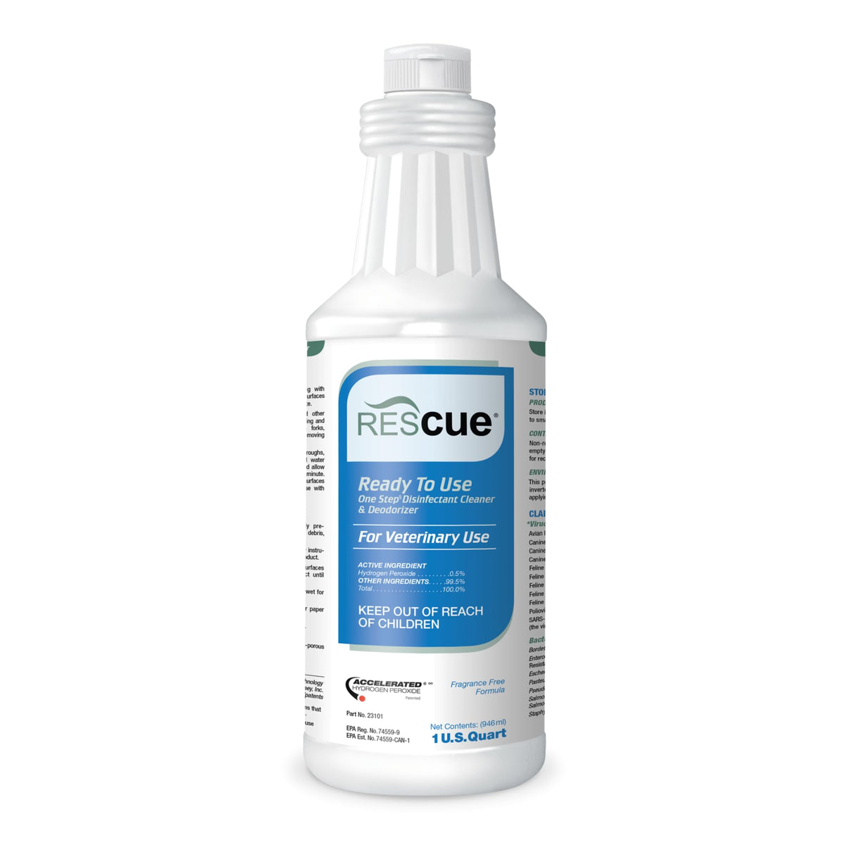 Rescue One Step Ready-To-Use Disinfectant Cleaner & Deodorizer For Veterinary Use, Animal Shelters, Pet Foster Homes, Kennels, Litter Box – 32 Ounce (Spray Nozzle Not Included)