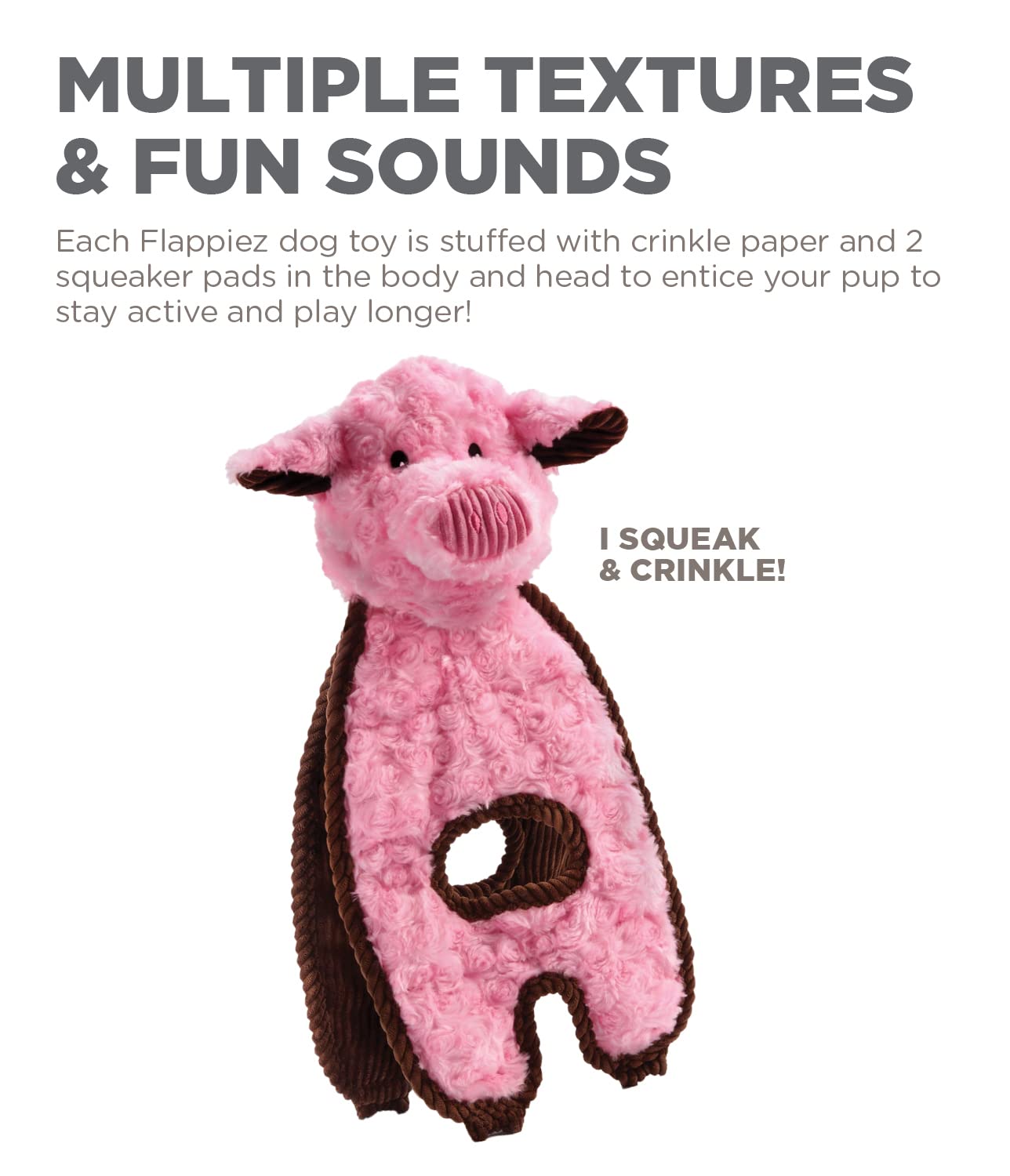 Outward Hound By Charming Pet Cuddle Tugs Pig Plush Interactive Dog Tug Toy
