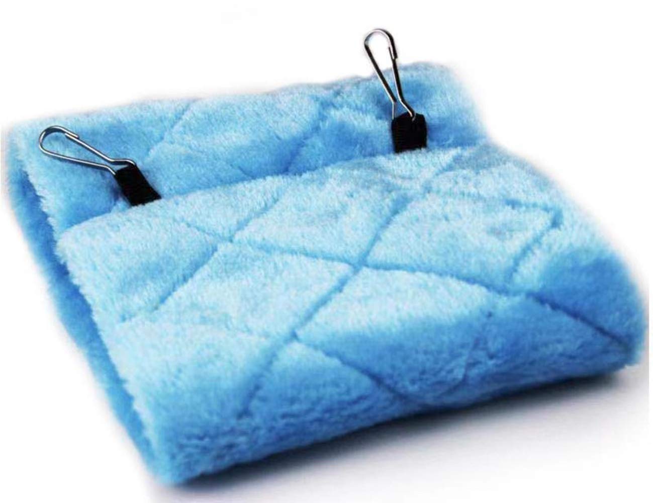 Cdycam Plush Pet Bird Hut Nest Hammock Hanging Cage Warm Nest Happy Snuggle Cave Tent (Blue, Small)