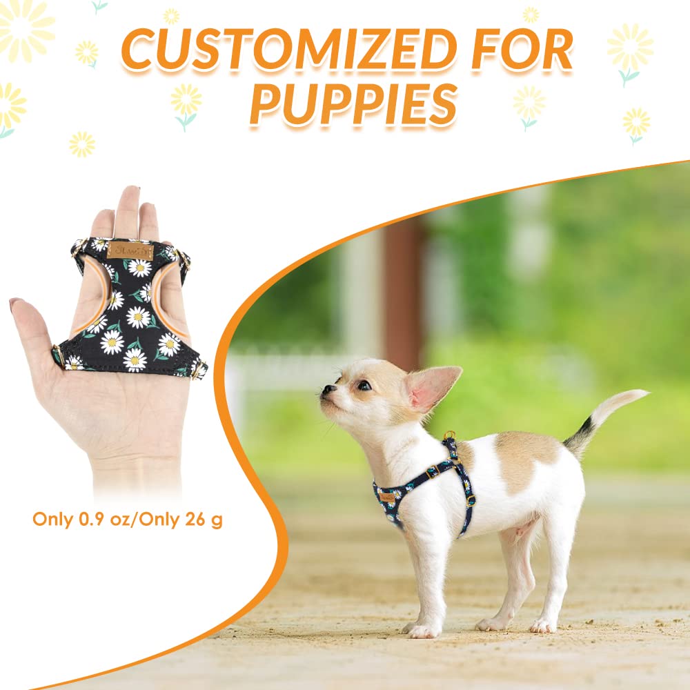 Lukovee Puppy Harness And Leash Set, No Pull Adjustable Lightweight Soft Suede Pet Harness Vest With Snap Buckle For Puppy Small