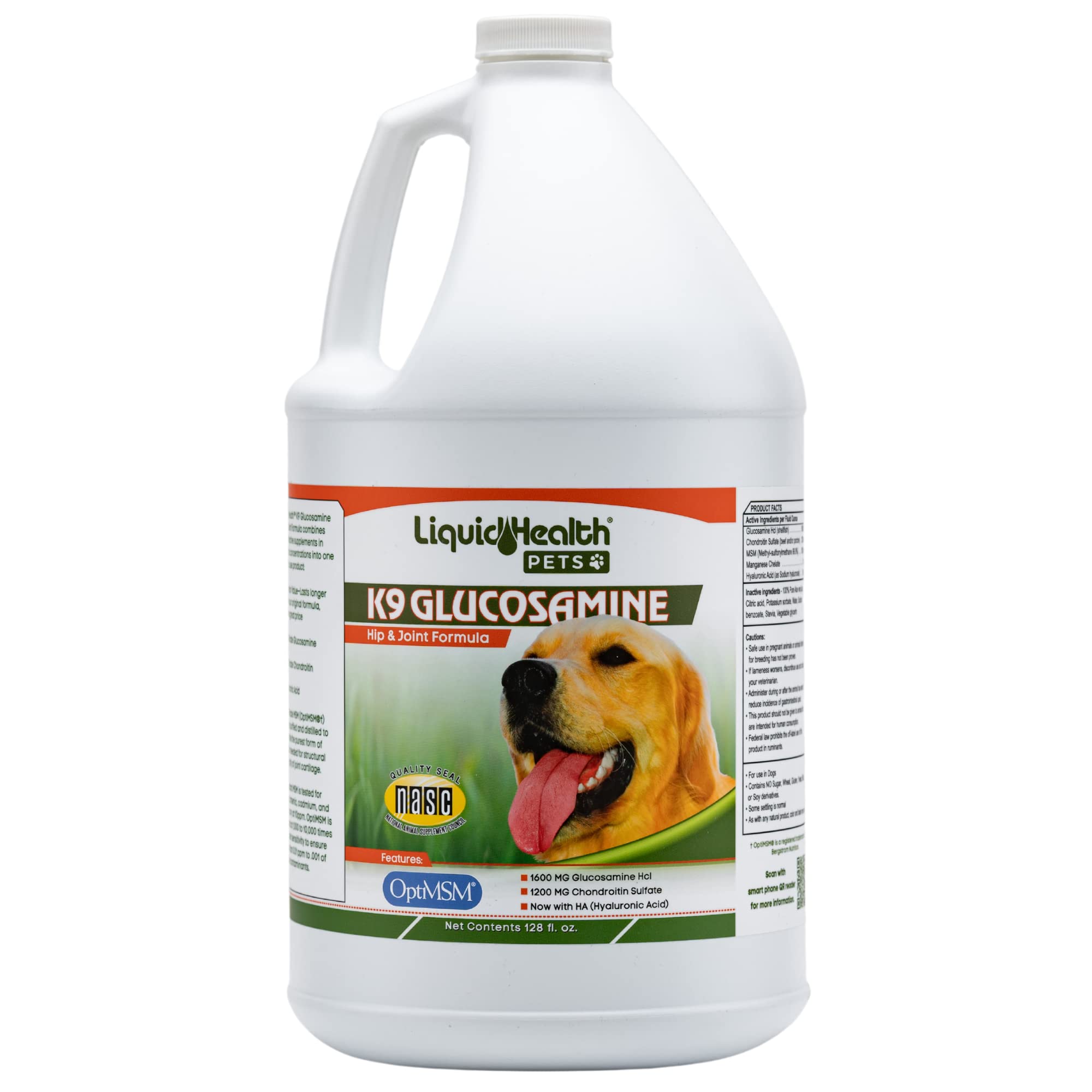 LIQUIDHEALTH 128 Oz K9 Liquid Glucosamine for Dogs, Puppies and Seniors - Chondroitin, MSM, Hyaluronic Acid - Dog Hip and Joint 