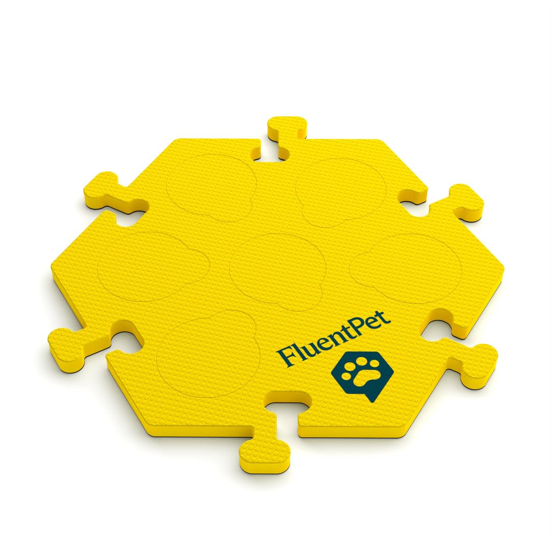 Fluentpet Hextile - Yellow | Accessory Dog And Cat Button Learning Kits | Can Hold Up To 6 Buttons | Soft, Durable, And Non-Slip