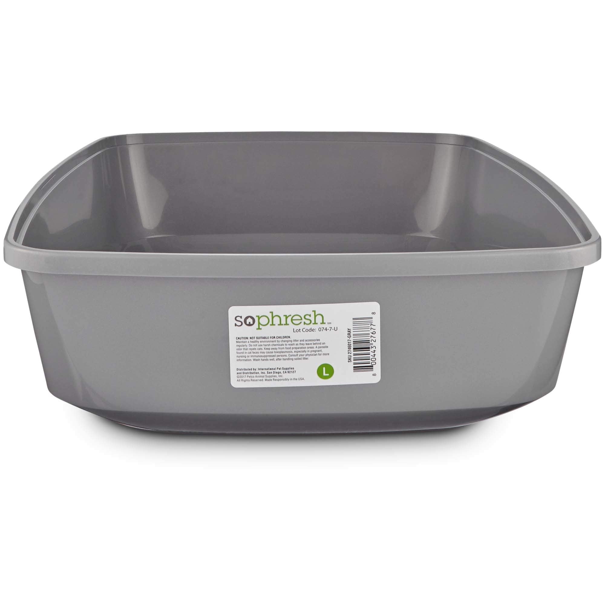 So Phresh Gray Open Cat Litter Box Large 19.5' L X 14.8' W X 4.7' H