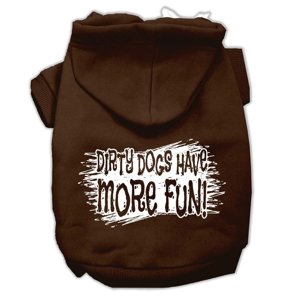 Pet, Dog & Cat Hoodie Screen Printed, 'Dirty Dogs Have More Fun' Purple Xs (0-3 Lbs.)