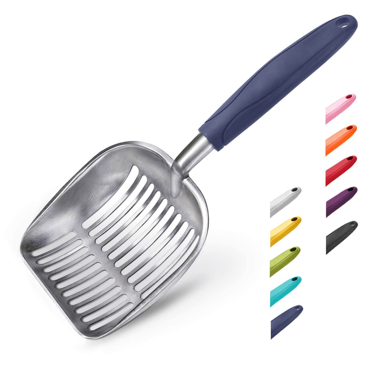 Wepet Cat Litter Scoop, Aluminum Alloy Sifter, Kitty Metal Scooper, Deep Shovel, Long Handle, Poop Sifting, Kitten Pooper Lifter