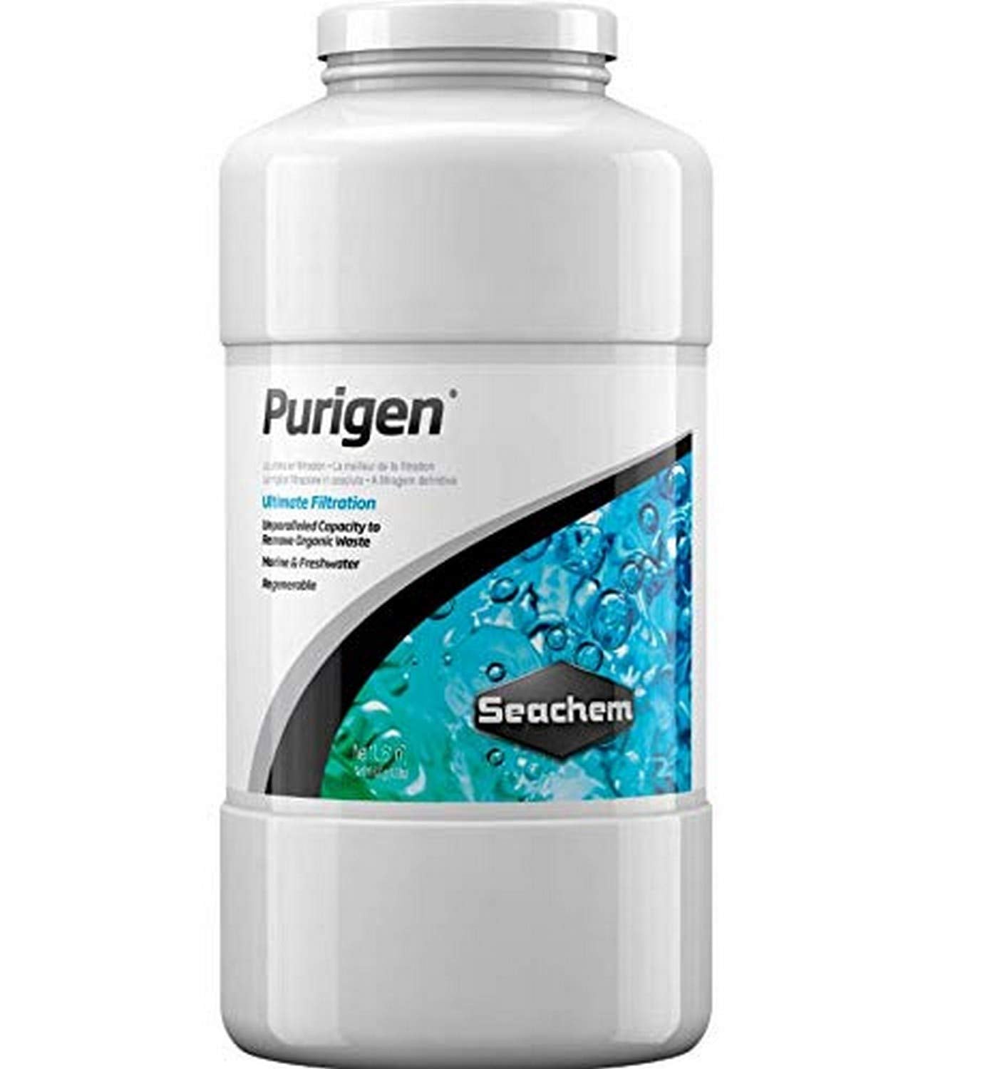 Seachem Purigen Organic Filtration Resin 1L - Fresh & Saltwater, White to Cream, Model 167, Plastic
