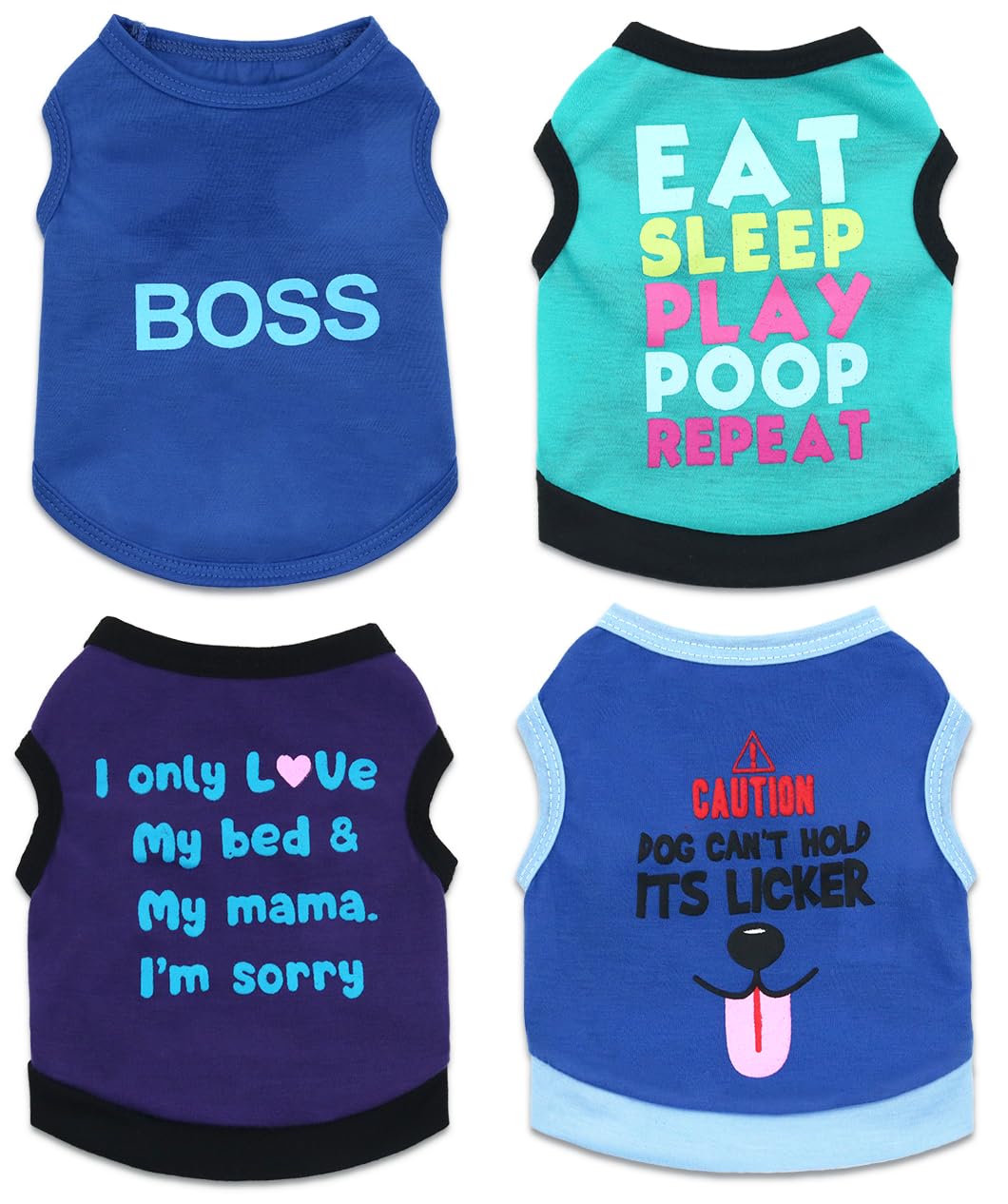 Droolingdog 4 Pieces Small Dog T Shirts For Boys Dogs, Summer Puppy Clothes, Pet Boy Shirt