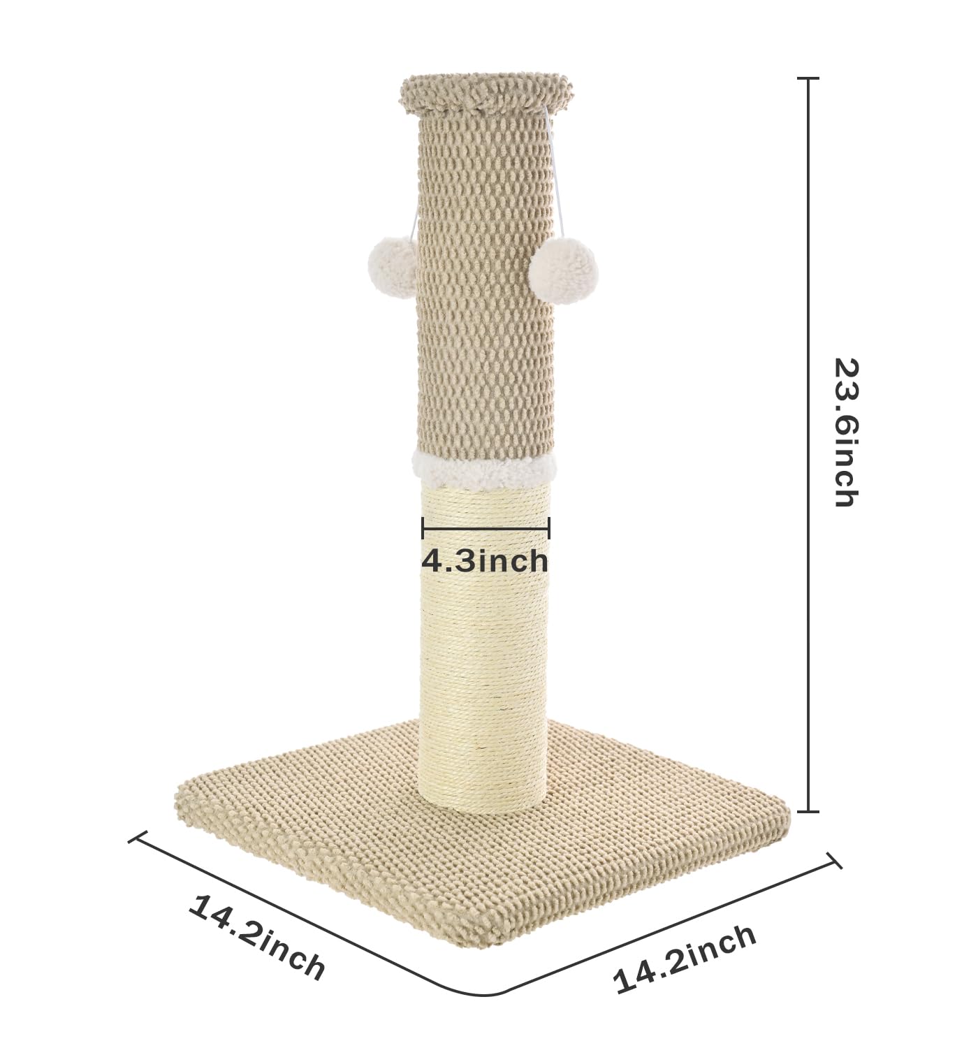 Made4Pets Cat Scratching Post 23.6'', Tall Scratching Posts For Indoor Cats Adults, Natural Sisal Rope Cat Scratcher With Replac