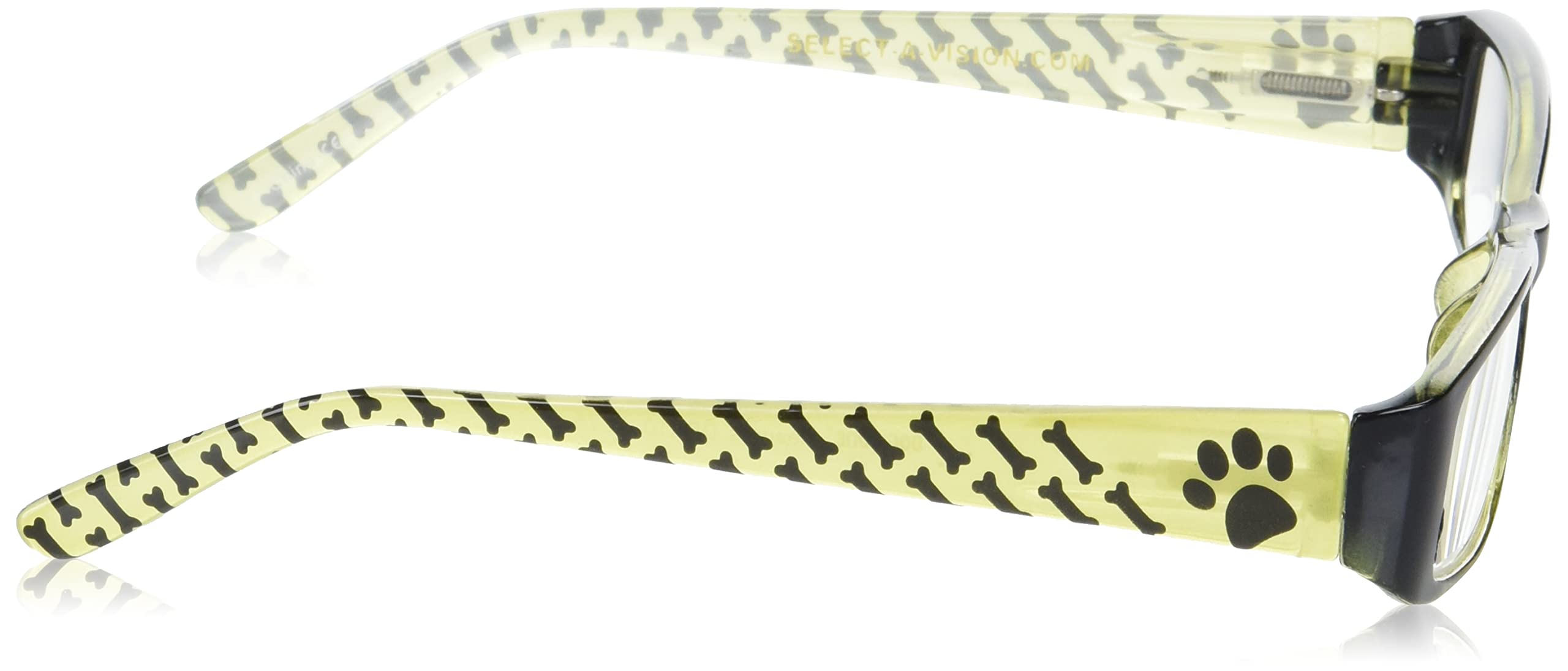 Dog Bone Rectangular Reading Glasses, Green, 132Mm + 2.75