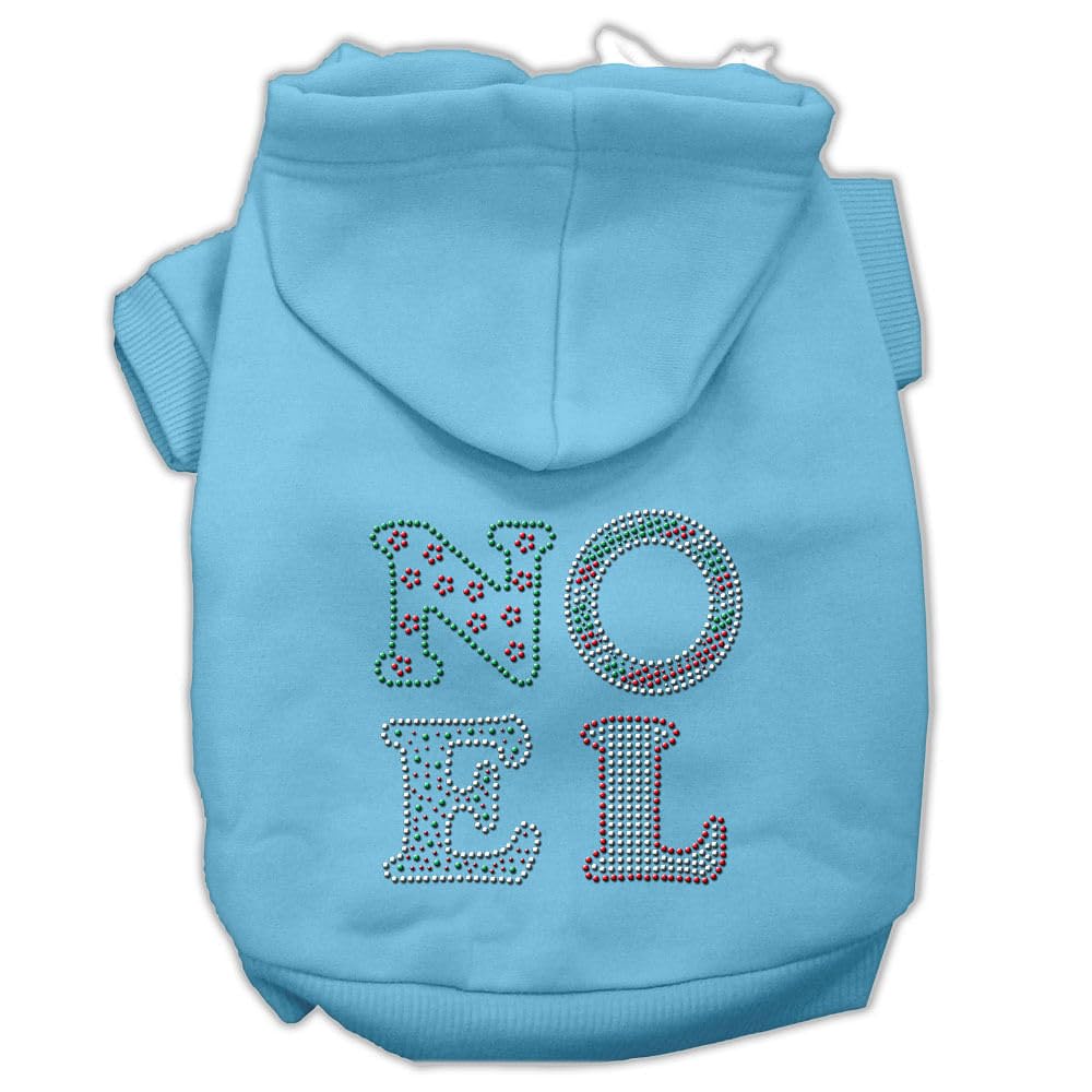 Christmas Pet, Dog & Cat Hoodie Rhinestone, 'Noel' Baby Blue Xl (14-20 Lbs.)