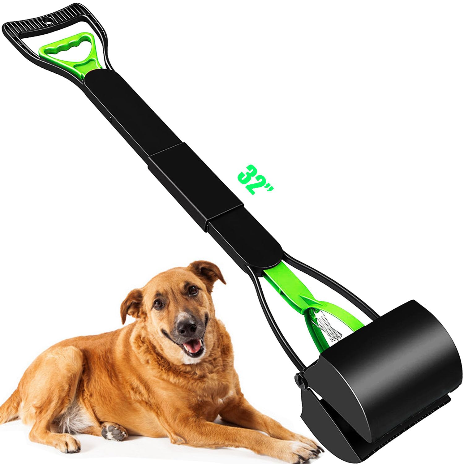 Woilife 32'' Pooper Scooper For Large Small Dogs Heavy Duty, Long Handle Poop Scoop For Yard, Grass, Gravel, Dog Poop Grabber Wi