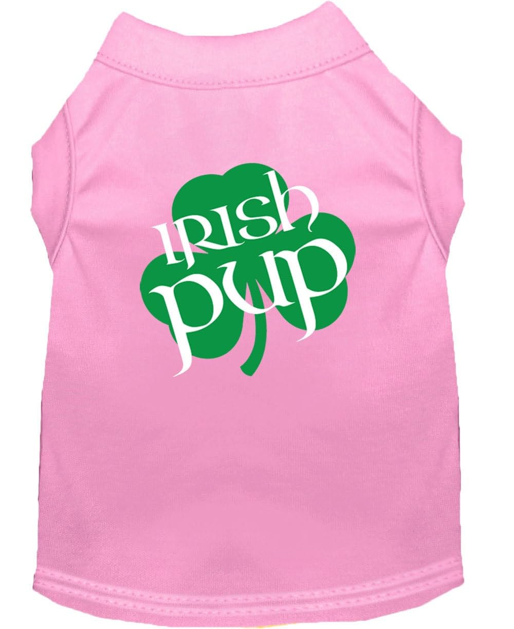 Pet Dog & Cat Shirt Screen Printed, 'Irish Pup' Light Pink Xl (14-20 Lbs.)