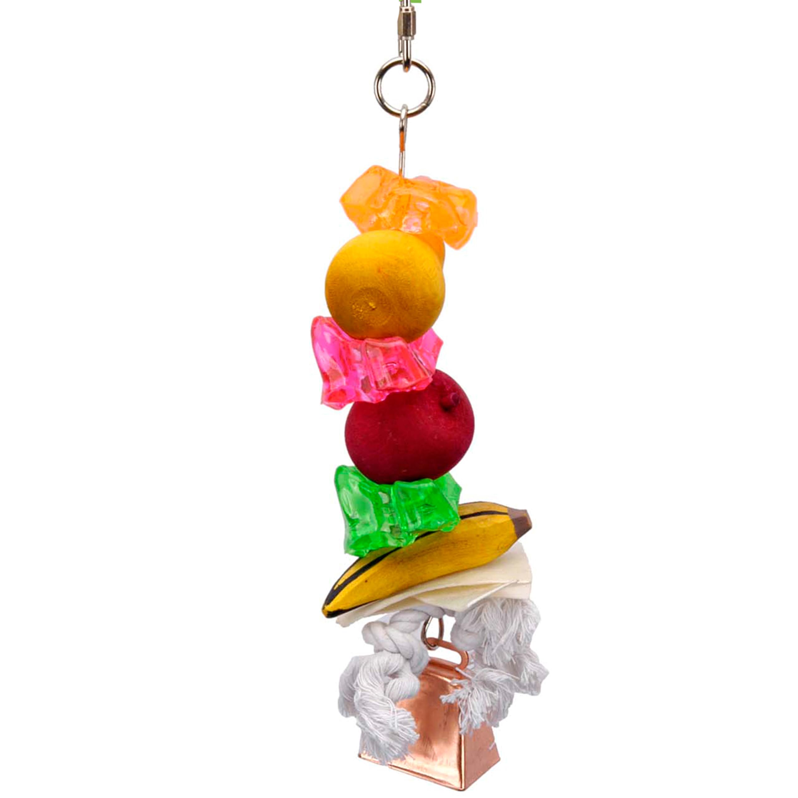 Penn-Plax Bird-Life Fruit Kabob Bird Toy With Bell – Various Textures, Materials, And Colors – Great For African Greys, Medium Birds, And Small Parrots – Large