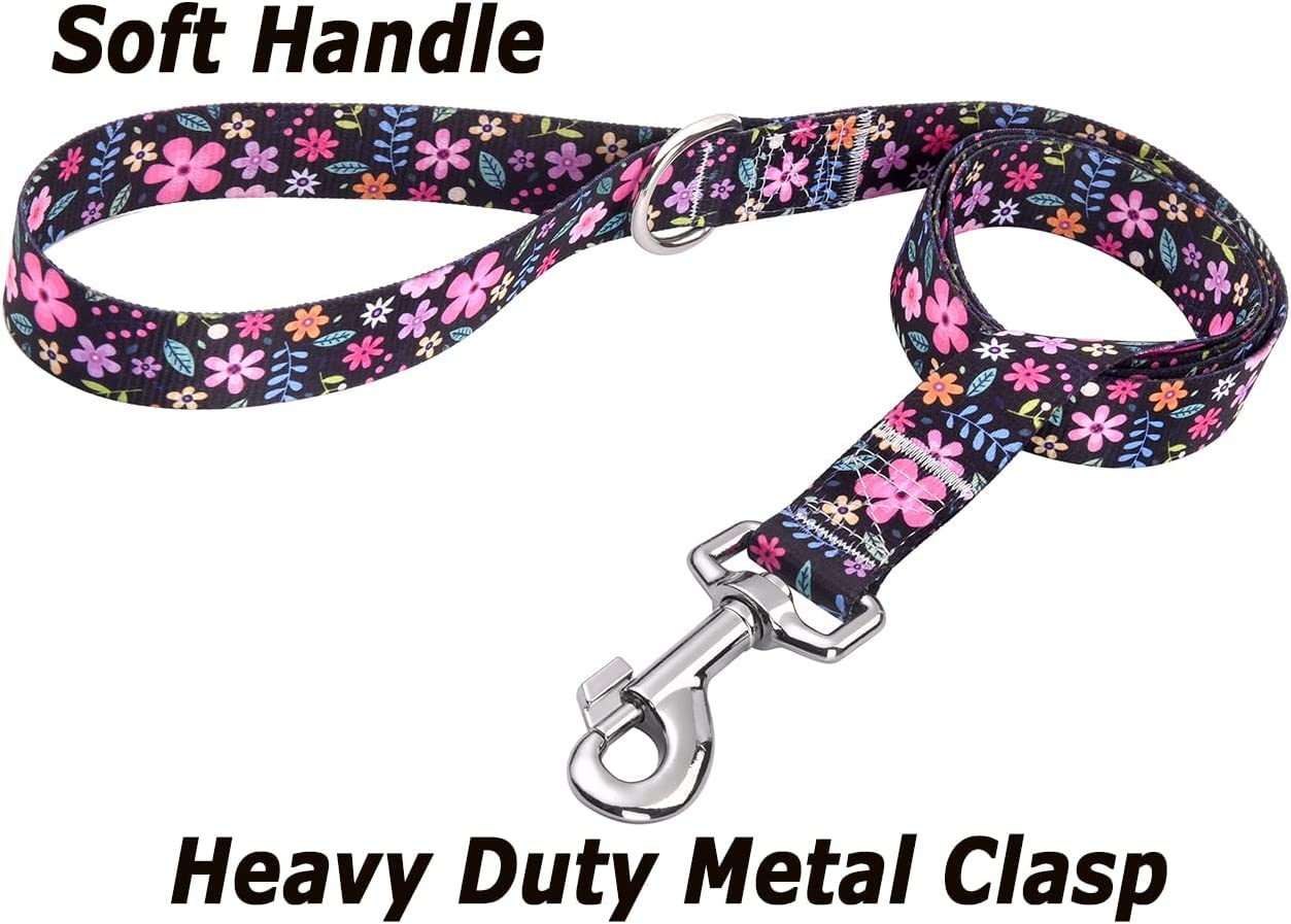 Hqyddmi Dog Collar And Leash Set For Small Dogs Cats, With Floral Print, Soft Comfortable Adjustable For Puppy And Small Dogs, F