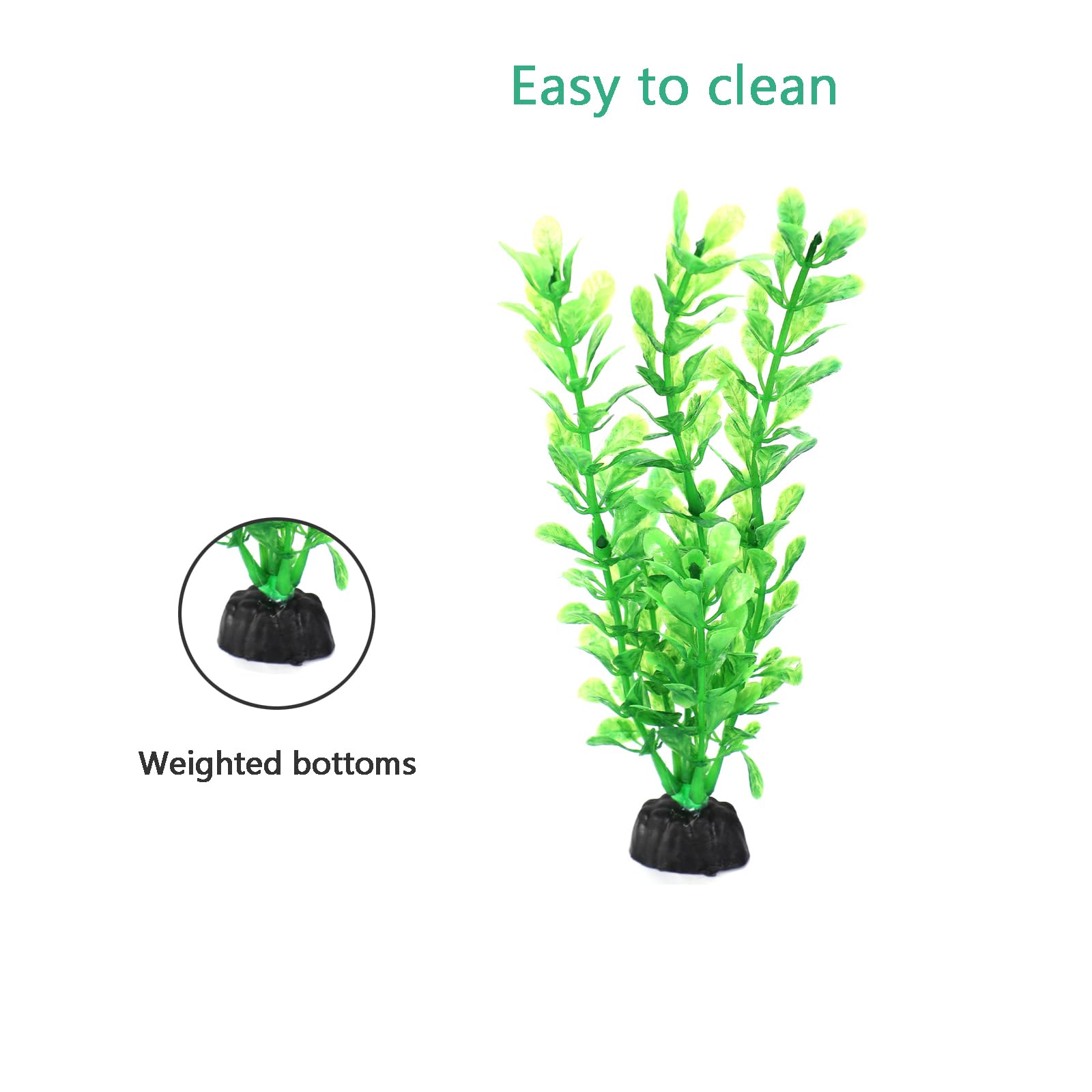 Aquaneat Artificial Fish Tank Plants, Plastic Aquarium Decorations, Green Accessories, 10Pcs