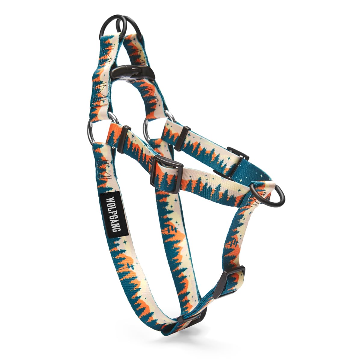 Wolfgang Heavy Duty Adjustable Dog Harness, Pull-Tested To Over 800 Lbs For Walking & Training, Overland Print, Large