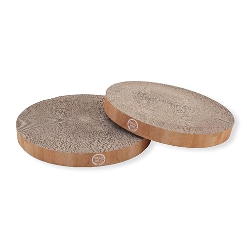 Necoichi Cat Scratcher Bowl Replacement For Indoor Cats - Cat Scratching Lounger With Reversible Usability And Extra Comfort For Lounge, Cardboard Bed Couch / (Regular, Oak)