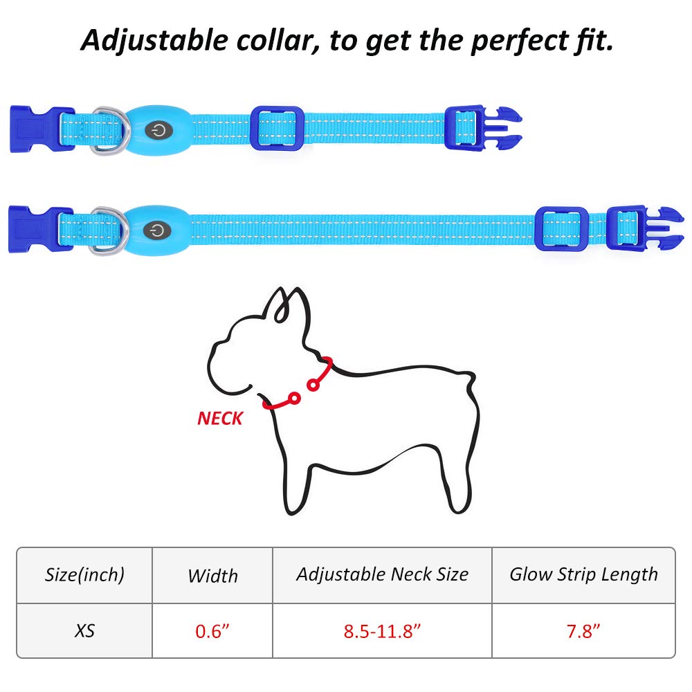 Domagiker Light Up Dog Collars - Rechargeable Led Dog Collar For Small Dogs& Cats, Glowing Puppy Collar, Flashing Dog Lights For