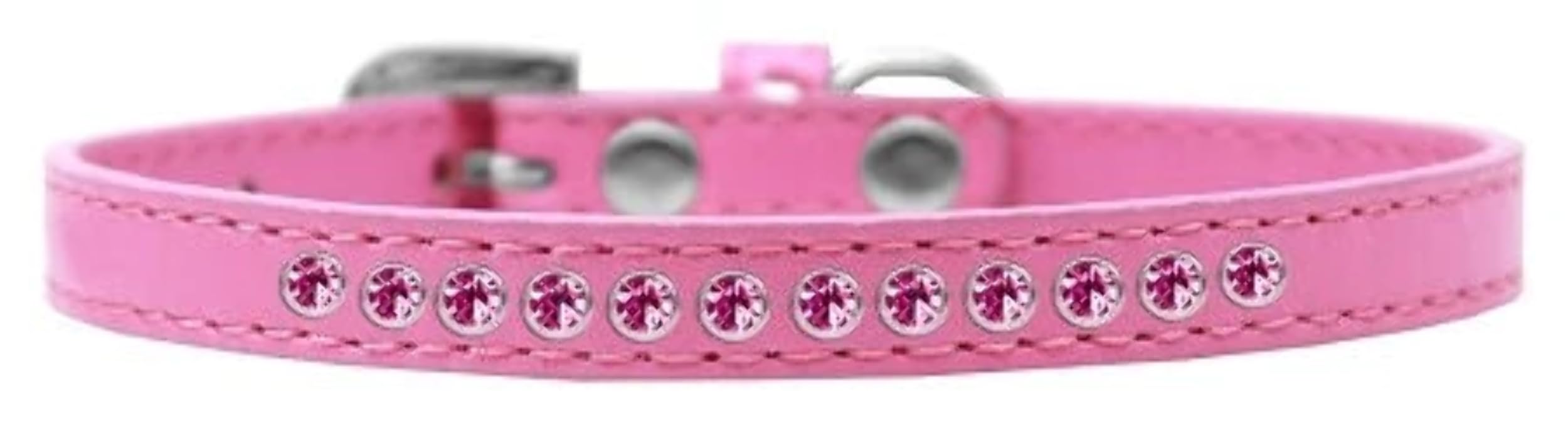 Dog, Puppy & Pet Fashion Collar, "Bright Pink Crystal Rimsets" Bright Pink 16