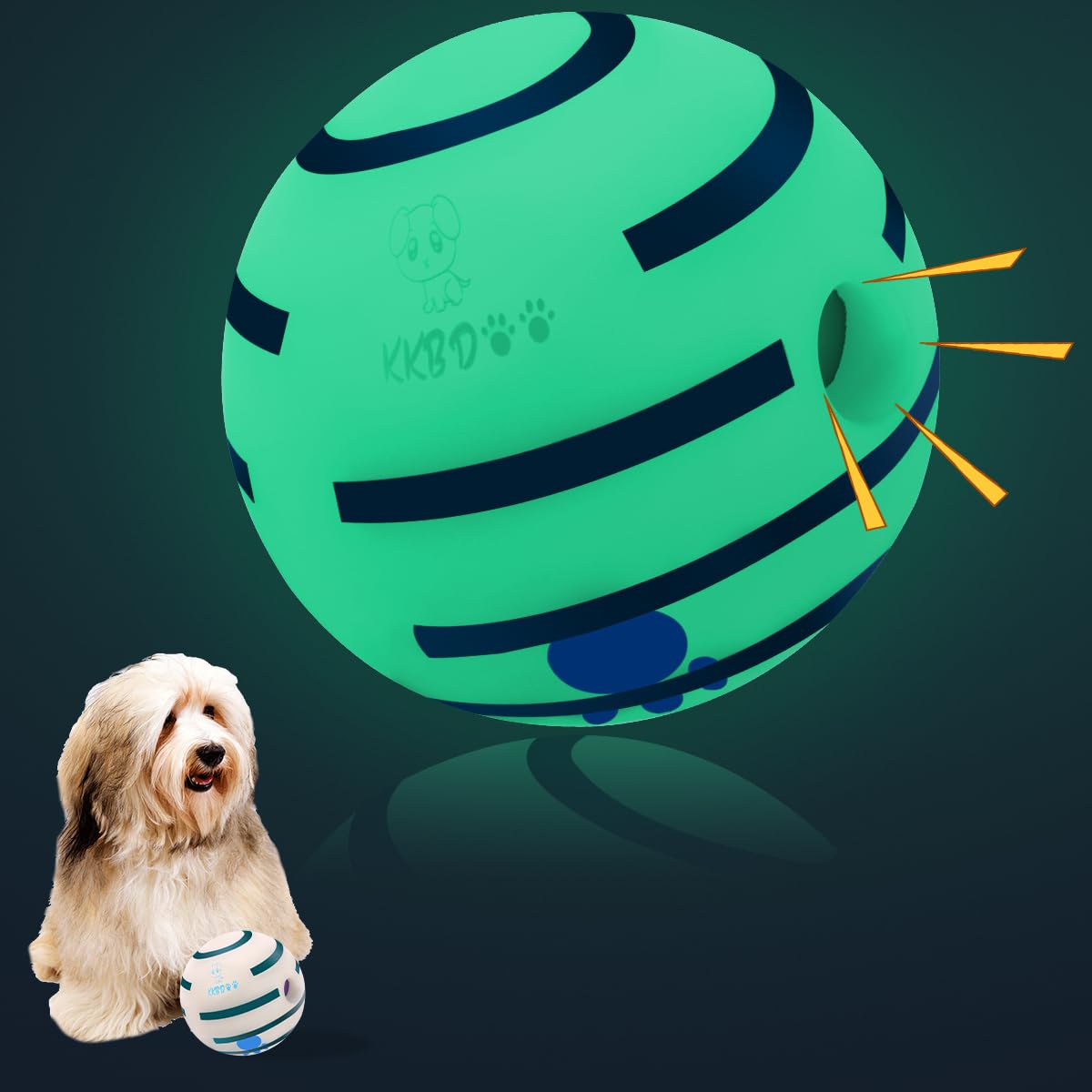 Hyq Glowing Interactive Dog Toy Ball - Squeaky For Small, Medium, Large Dogs And Puppies - Keeps Them Busy (Glow Ball, 2.75 Inch