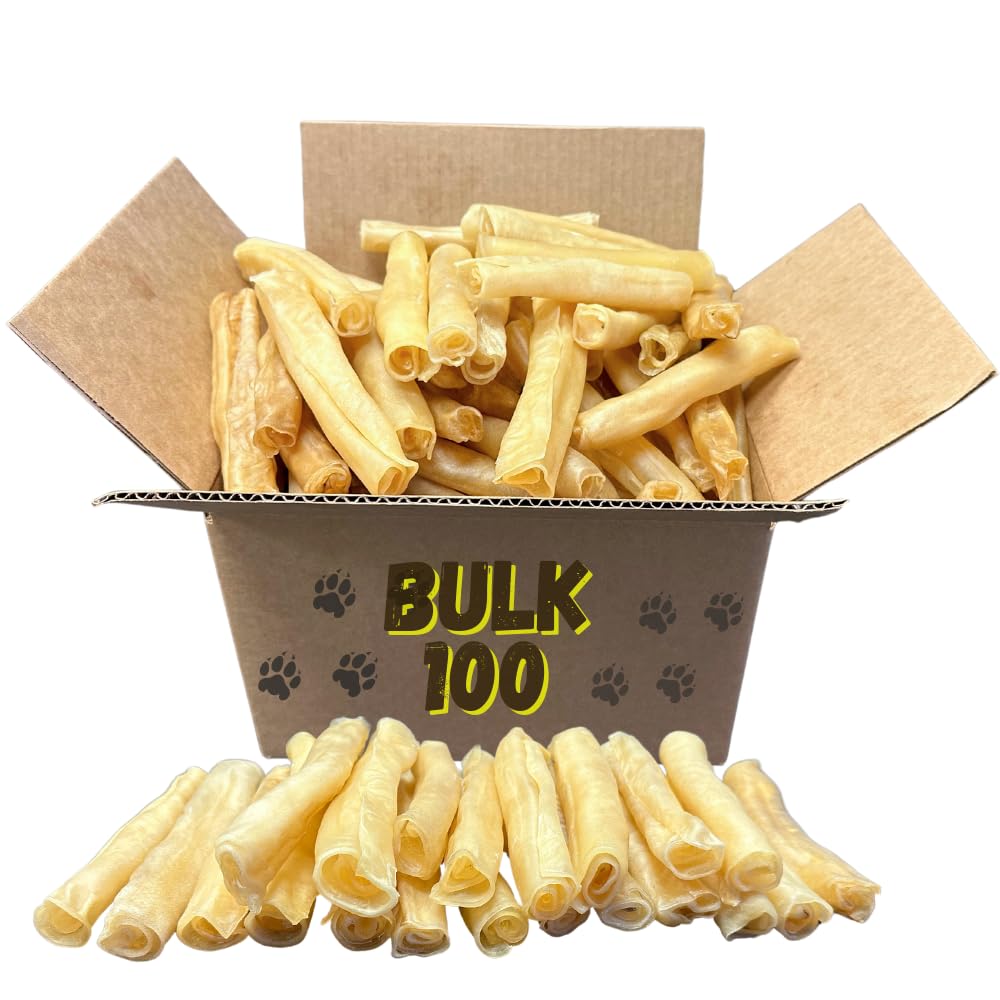Amazing Dog Treats - Large Collagen Stick - (6 Inch - 100 Count) - Collagen Beef Cheek Rolls For Dogs - 100% Pure Collagen Stick