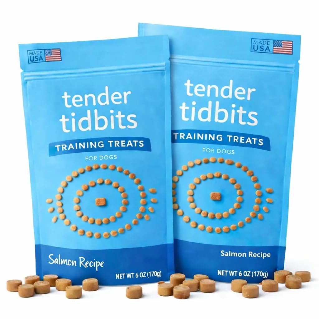 Natural Grain-Free Puppy & Dog Training Treats - Low-Calorie Tender Tidbits (Beef, Chicken, Peanut Butter & Salmon) Made in USA