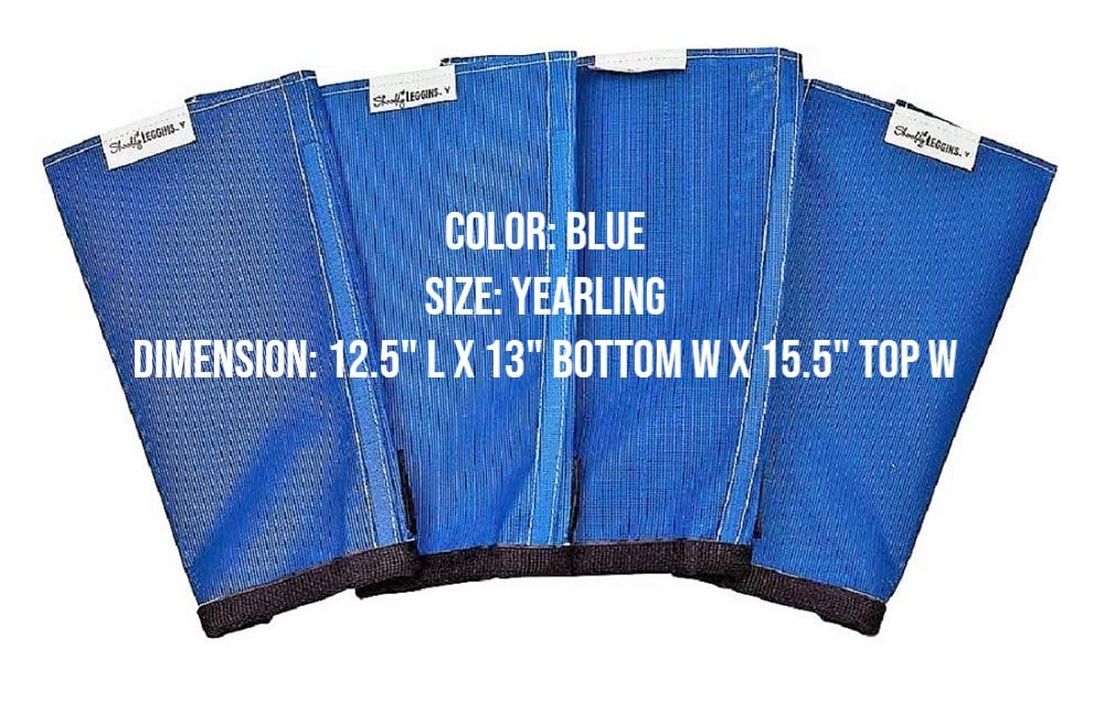 SHOOFLY Horse Leggins, Patented Loose Fitting Boots, Breathable Plastic Mesh (Blue/Yearling)