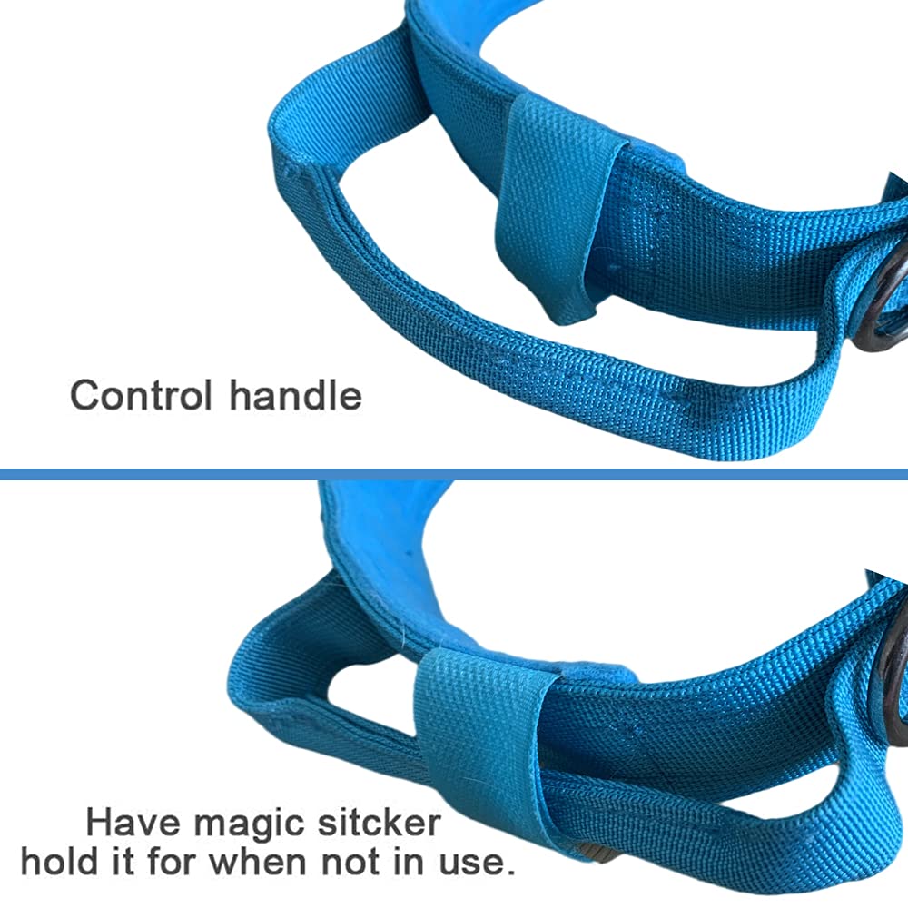 Tactical Dog Collar Military Dog Collar Adjustable Nylon Dog Collar Heavy Duty Metal Buckle With Handle For Dog Training (Blue,M)