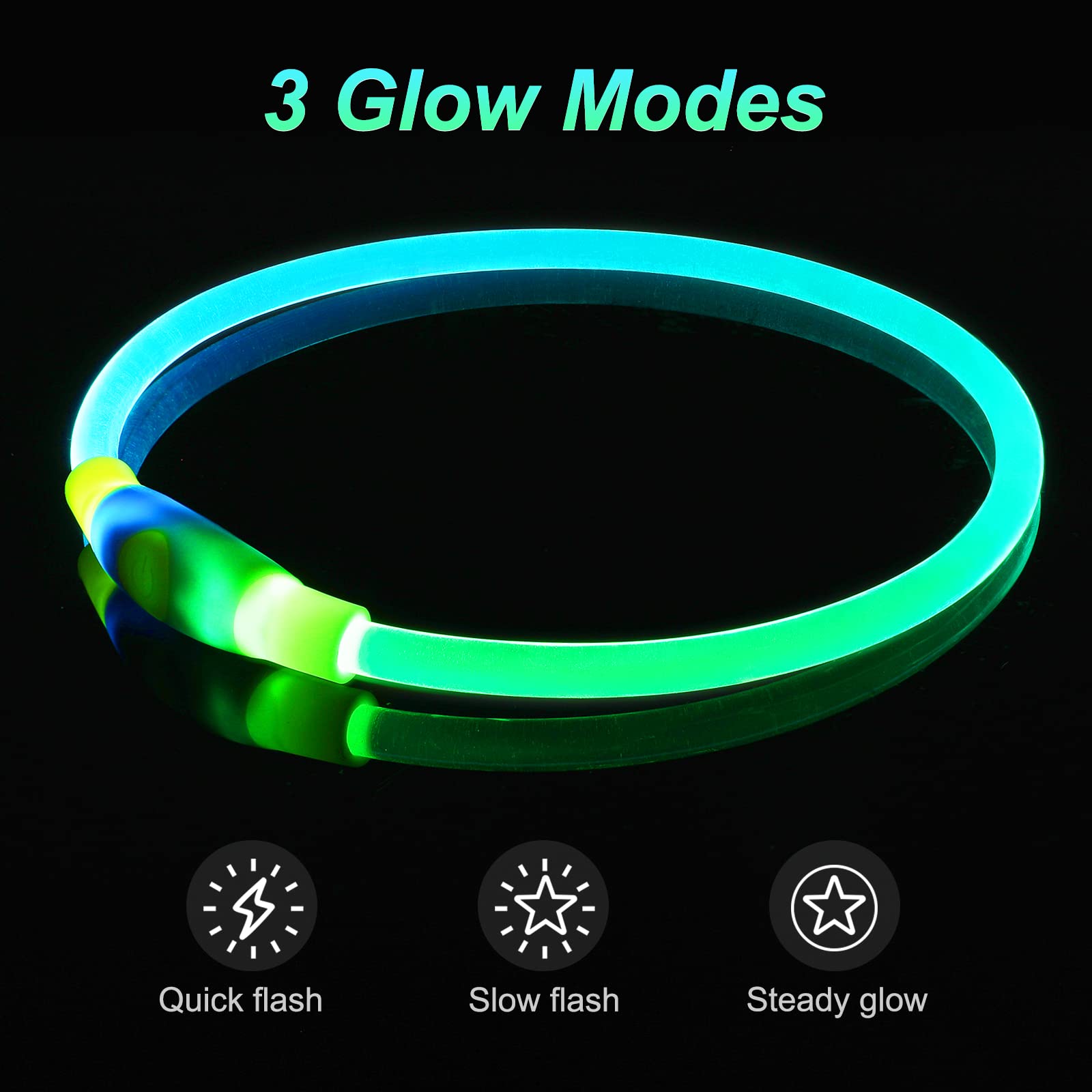 Light Up Dog Collars, Multi-Color Usb Rechargeable Dlitk Led Dog Collar 1 Count, Tpu Cuttable Size Glow Collar For Dogs, Dog Col