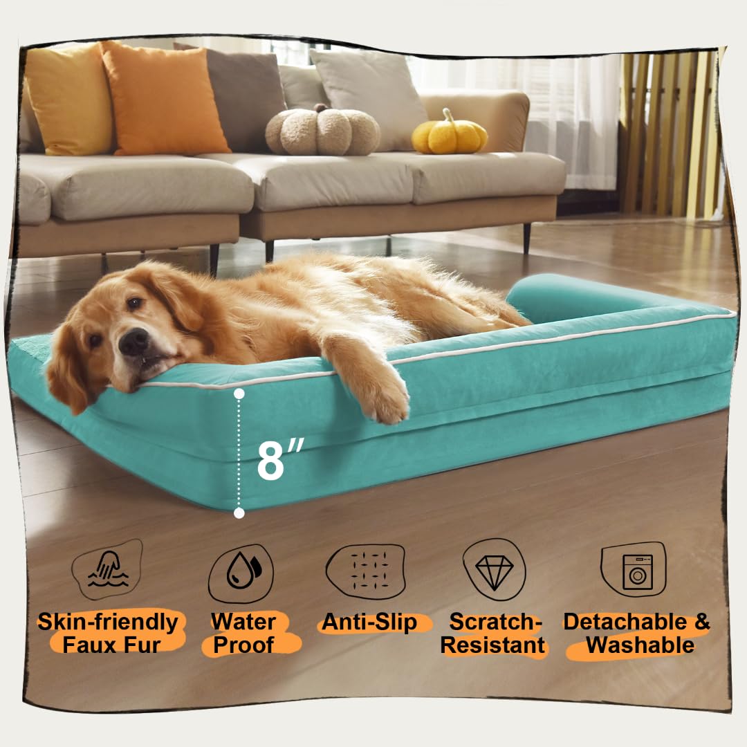 Waterproof Orthopedic Foam Dog Beds for Extra Large Dogs Durable Dog Sofa Comfy Pet Bed Washable Removable Cover and Non-Slip Bo